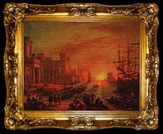 framed  Claude Lorrain Seaport at Sunset, ta009-2